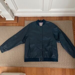 Free People Navy Leather Jacket